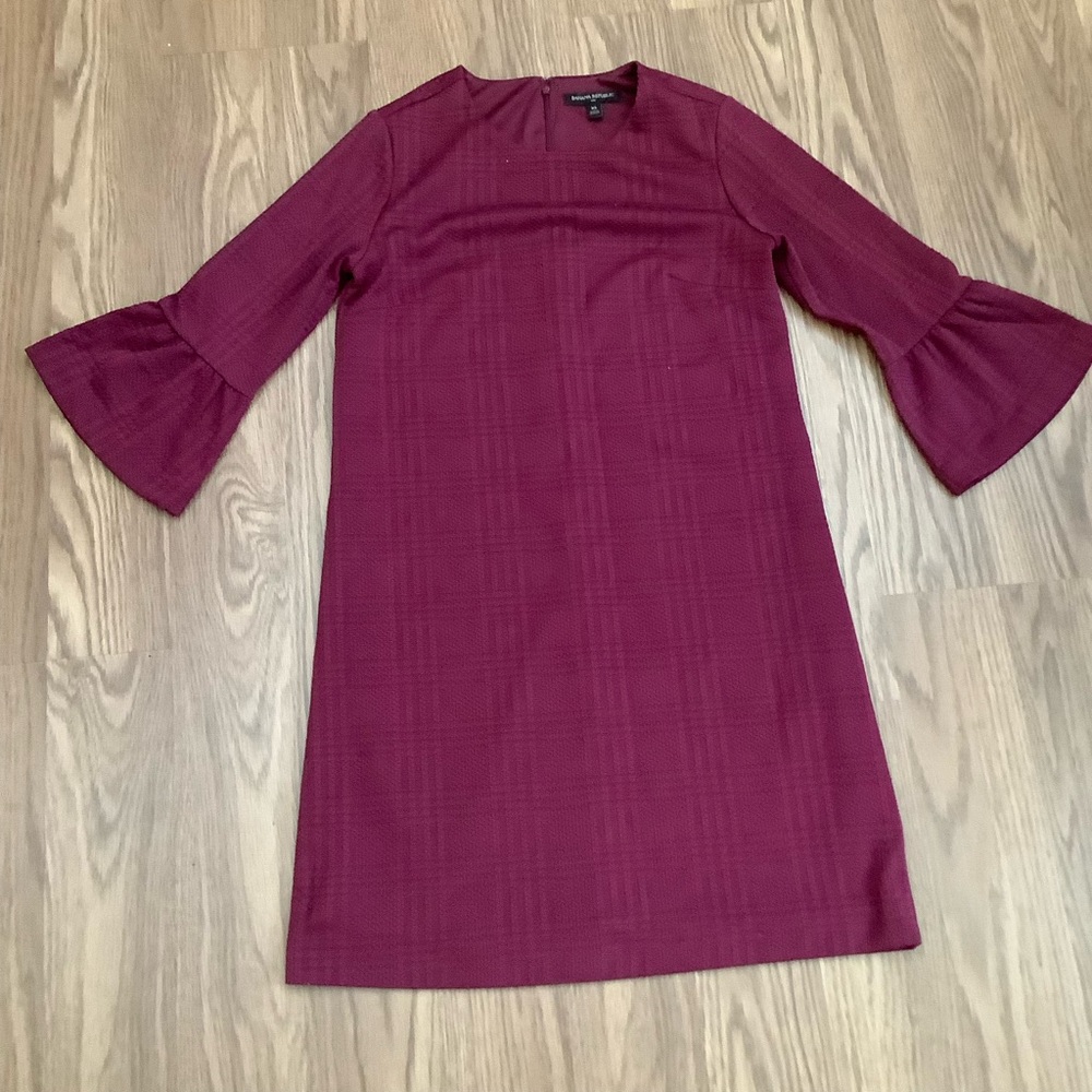 Banana Republic Women's Size XS  Long Bell Sleeve Fuchsia Knit Tunic Back Zip